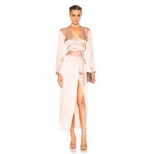 ThePerfext $1100 Elyse Wrap 100% Silk Dress Small Pink